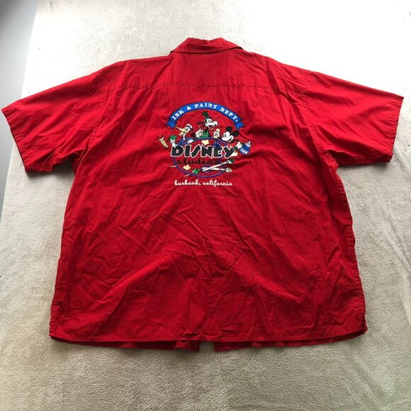 Disney Store Men Shirt Size 2XL Red Mickey Mouse Ink & Pain Dept Uniform Classic - Picture 10 of 10